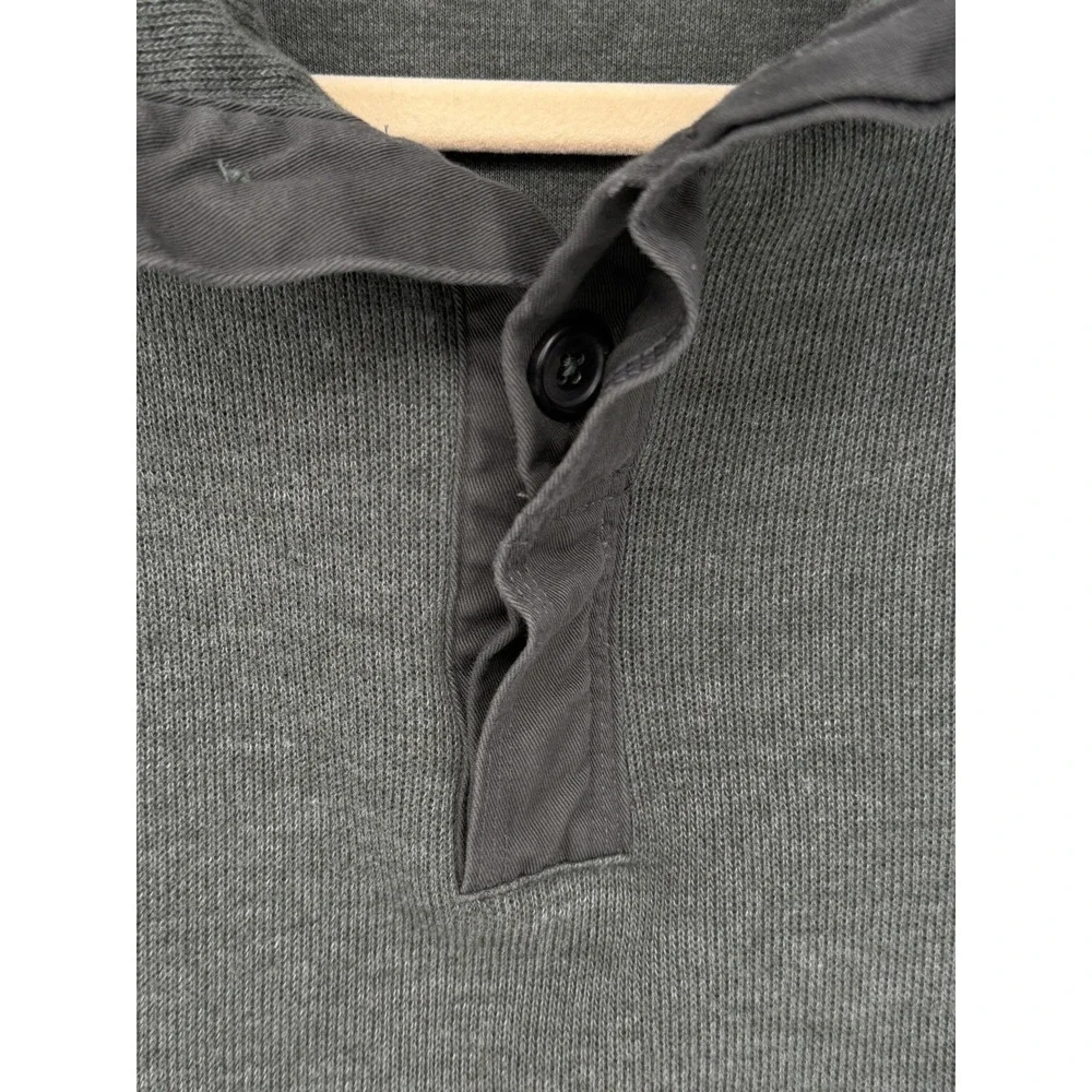 Banana Republic Mens MED 1/4 Button Henley Shirt Green Cotton Blend Long Sleeve